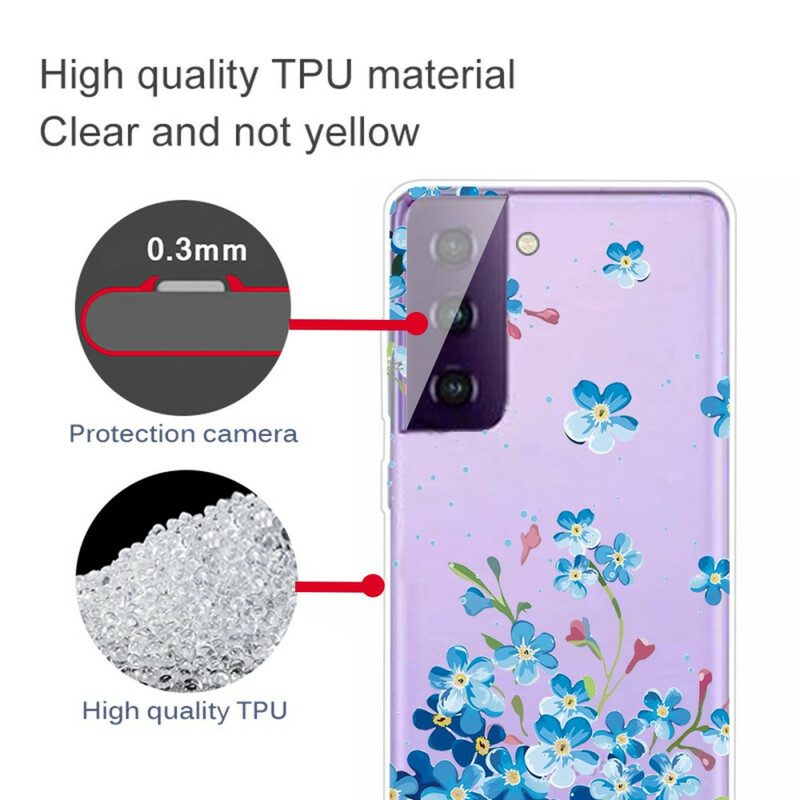 Hoesje voor Samsung Galaxy S21 Plus 5G Blauwe Bloemen