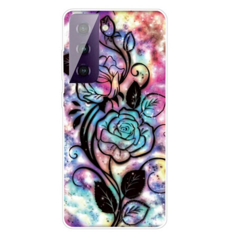 Hoesje voor Samsung Galaxy S21 Plus 5G Grafische Bloem