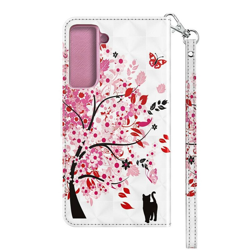 Leren Hoesje voor Samsung Galaxy S21 Plus 5G Roze Boom