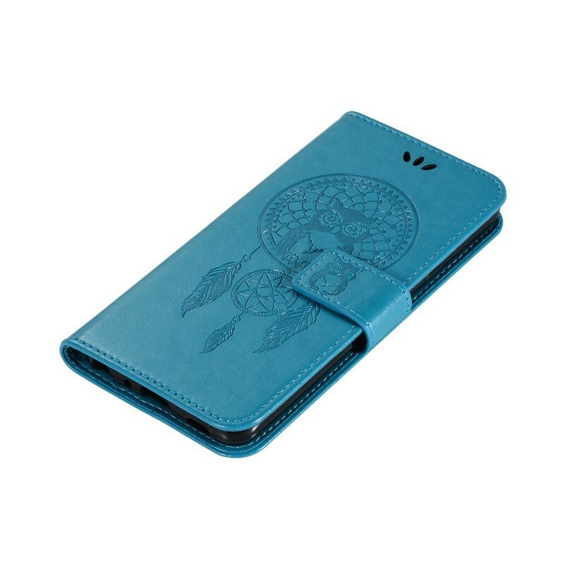 Folio-hoesje voor Samsung Galaxy M11 Dromenvanger Uil Met Leereffect