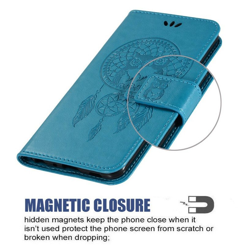 Folio-hoesje voor Samsung Galaxy M11 Dromenvanger Uil Met Leereffect