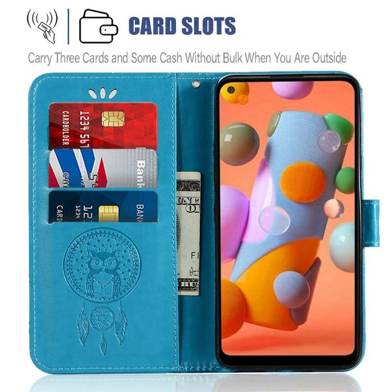 Folio-hoesje voor Samsung Galaxy M11 Dromenvanger Uil Met Leereffect