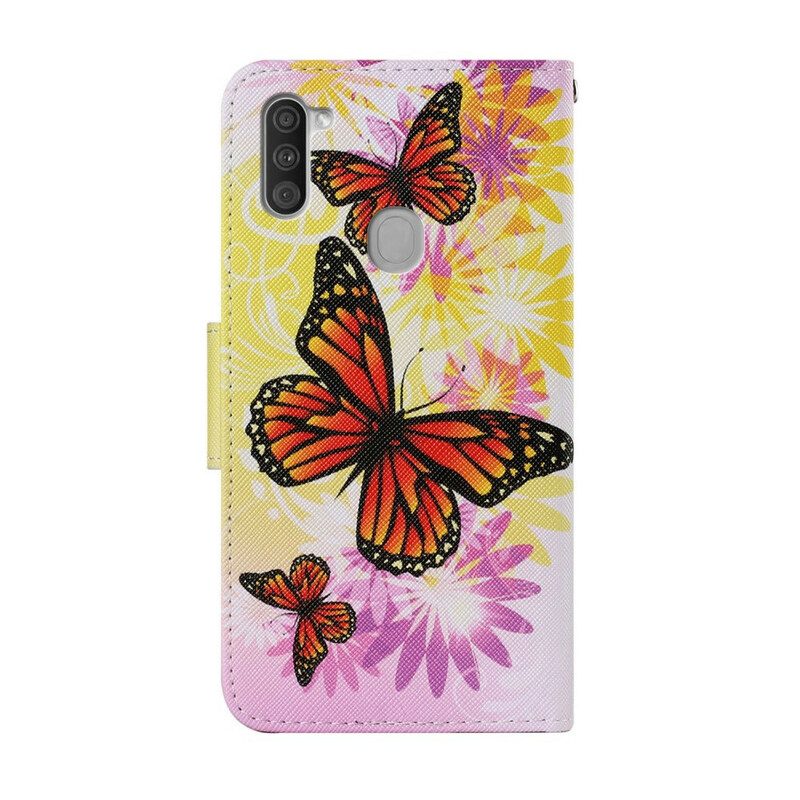 Folio-hoesje voor Samsung Galaxy M11 Vlinders En Zomerbloemen