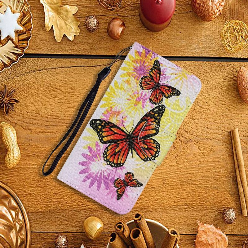 Folio-hoesje voor Samsung Galaxy M11 Vlinders En Zomerbloemen