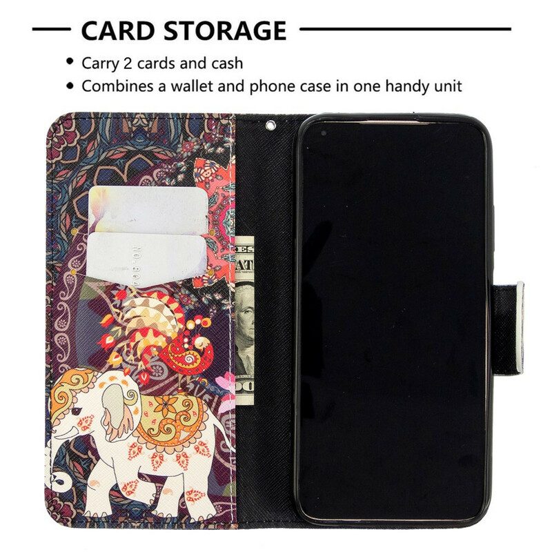 Folio-hoesje voor Huawei P40 Lite Etnische Olifanten Mandala