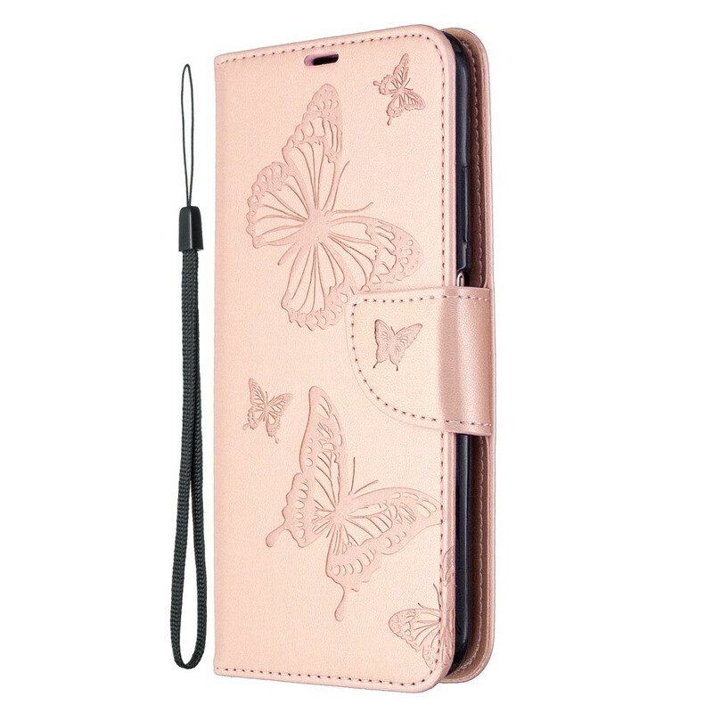 Folio-hoesje voor Huawei P40 Lite Met Ketting Vlinders Bedrukte Strappy