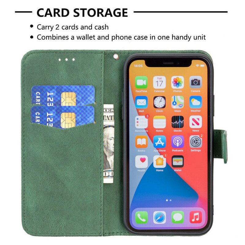 Folio-hoesje voor iPhone 13 Pro Met Ketting Barokke Strappy Vlinder