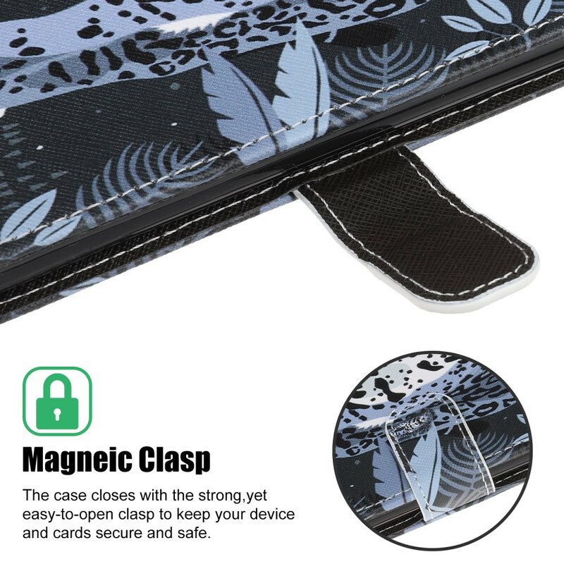 Folio-hoesje voor iPhone 13 Pro Met Ketting Luipaard Met Bandjes