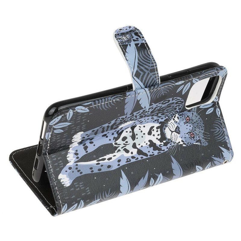Folio-hoesje voor iPhone 13 Pro Met Ketting Luipaard Met Bandjes