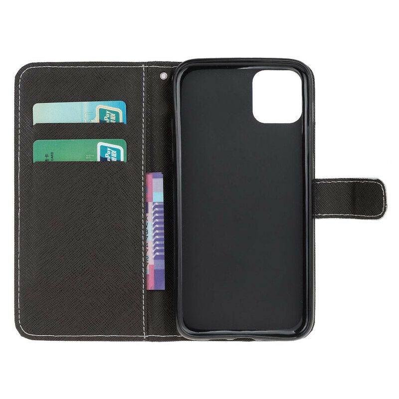 Folio-hoesje voor iPhone 13 Pro Met Ketting Luipaard Met Bandjes