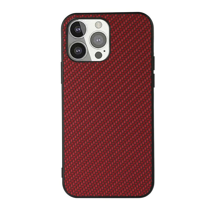 Hoesje voor iPhone 13 Pro Koolstofvezeltextuur Met Leereffect