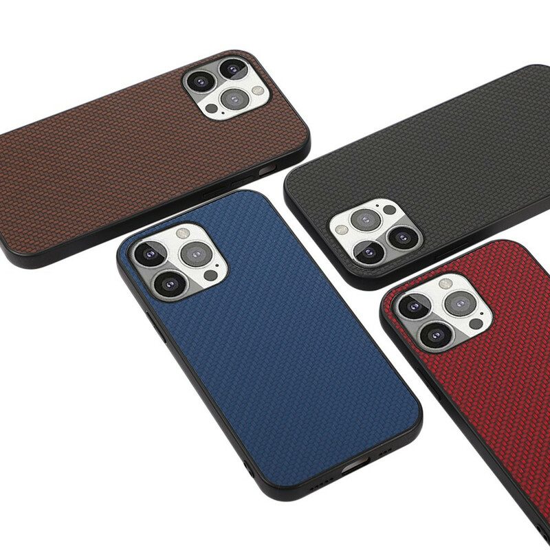 Hoesje voor iPhone 13 Pro Koolstofvezeltextuur Met Leereffect