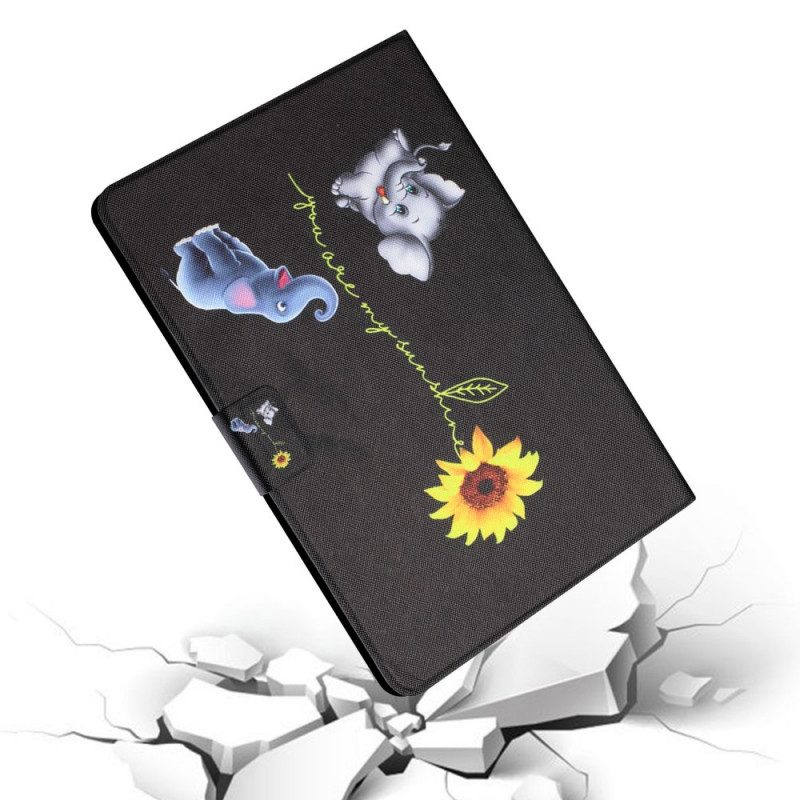 Folio-hoesje voor iPad Mini 6 (2021) Zonnebloem Olifanten