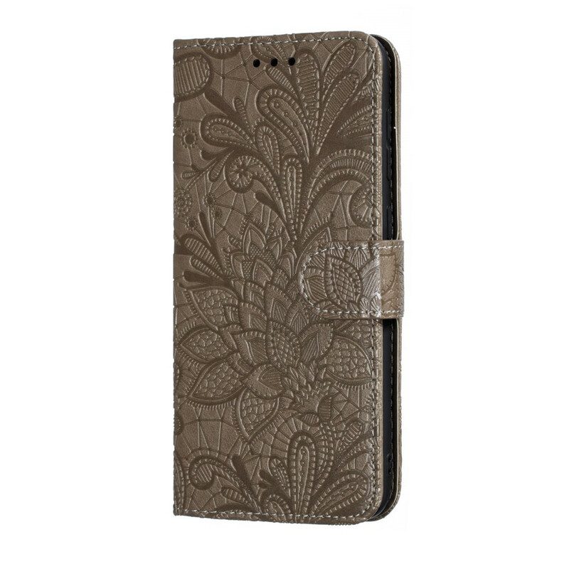 Folio-hoesje voor Samsung Galaxy A30 Met Ketting Riem Tribal Bloemen