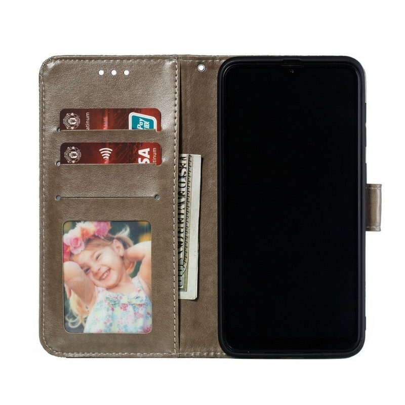 Folio-hoesje voor Samsung Galaxy A30 Met Ketting Riem Tribal Bloemen