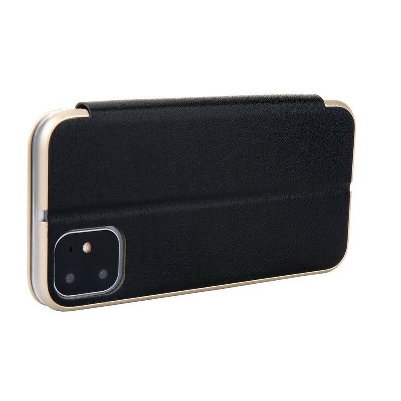 Bescherming Hoesje voor iPhone 11 Folio-hoesje Metalen Randen Van Imitatieleer
