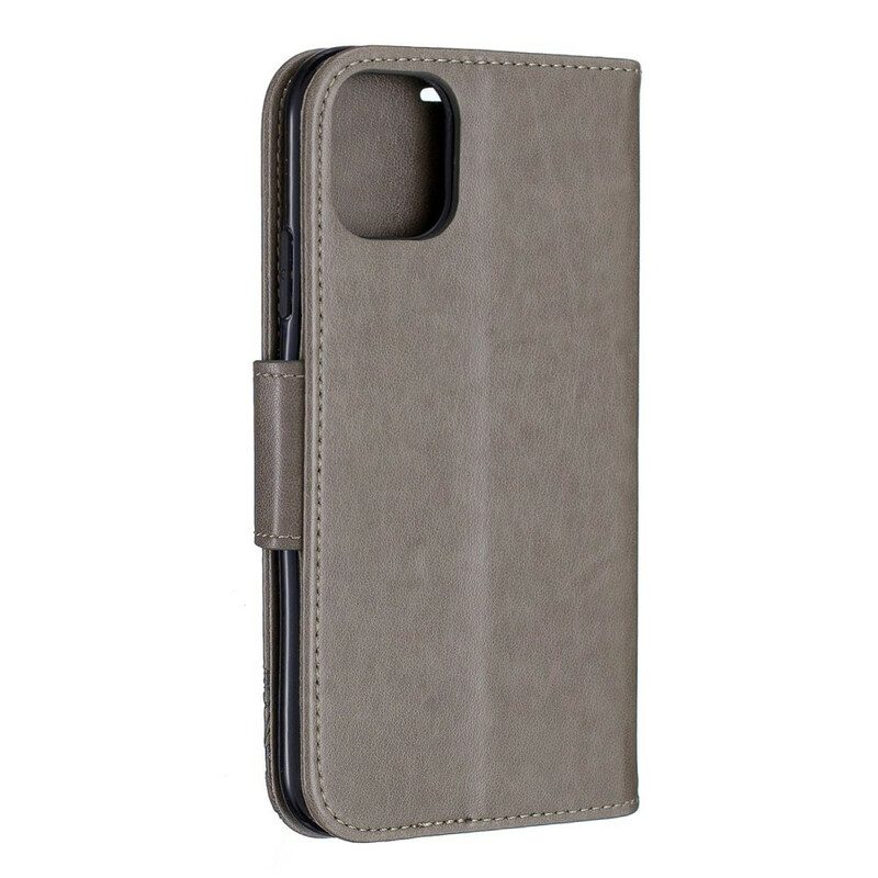 Flip Case voor iPhone 11 Met Ketting Vlinders Bedrukte Strappy