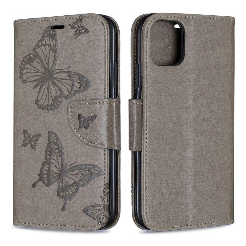 Flip Case voor iPhone 11 Met Ketting Vlinders Bedrukte Strappy
