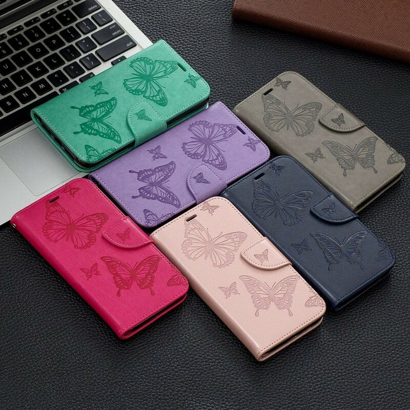 Flip Case voor iPhone 11 Met Ketting Vlinders Bedrukte Strappy