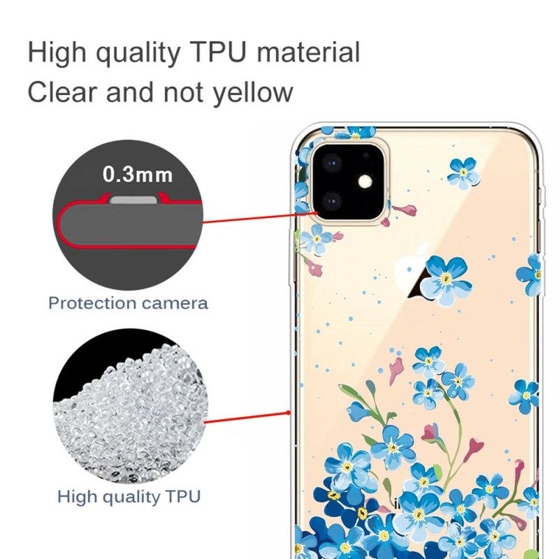 Telefoonhoesje voor iPhone 11 Boeket Van Blauwe Bloemen