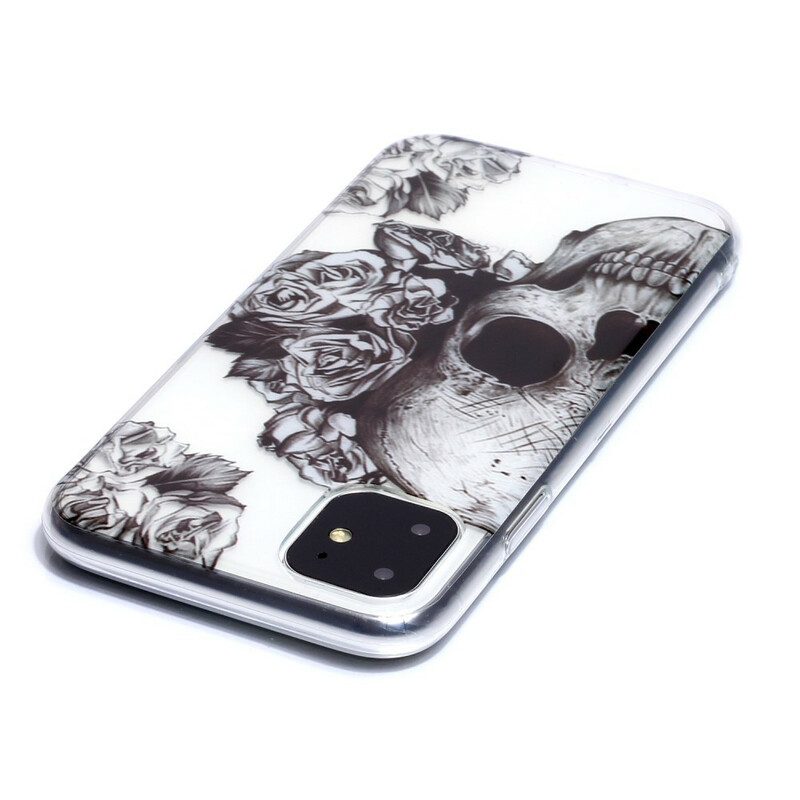 Telefoonhoesje voor iPhone 11 Transparante Bloemenschedel