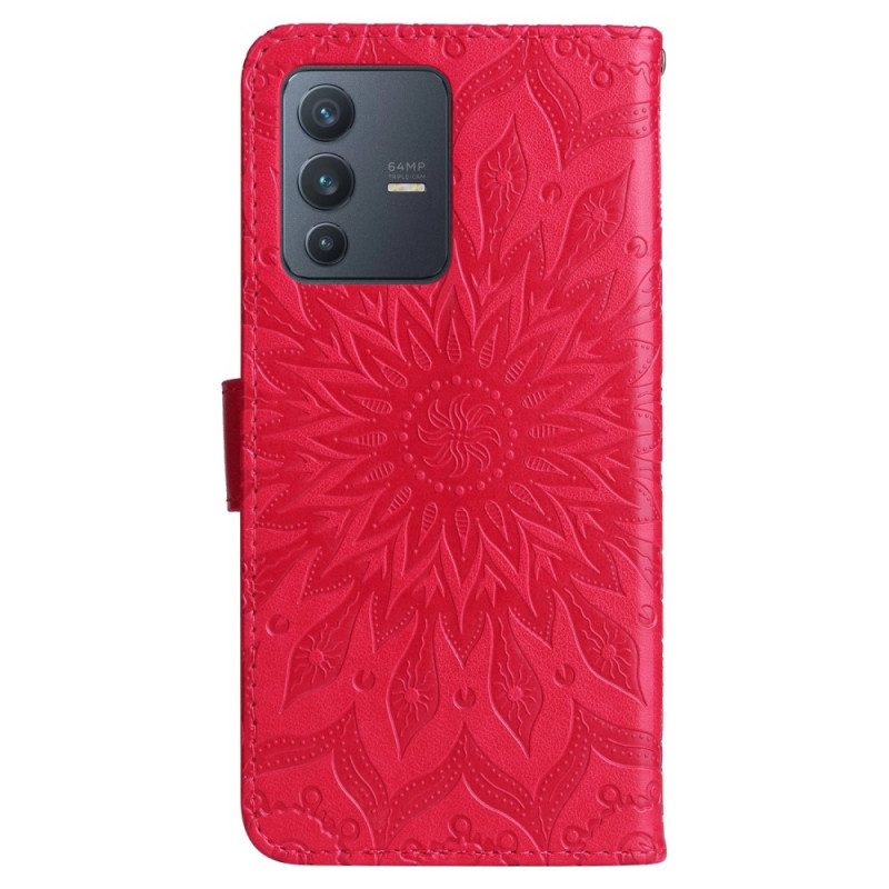 Leren Hoesje voor Vivo V23 5G Mandala Zon Met Lanyard