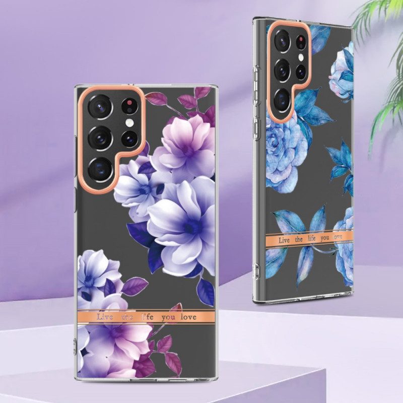 Hoesje voor Samsung Galaxy S22 Ultra 5G Bloemen Leven Het Leven Waar Je Van Houdt