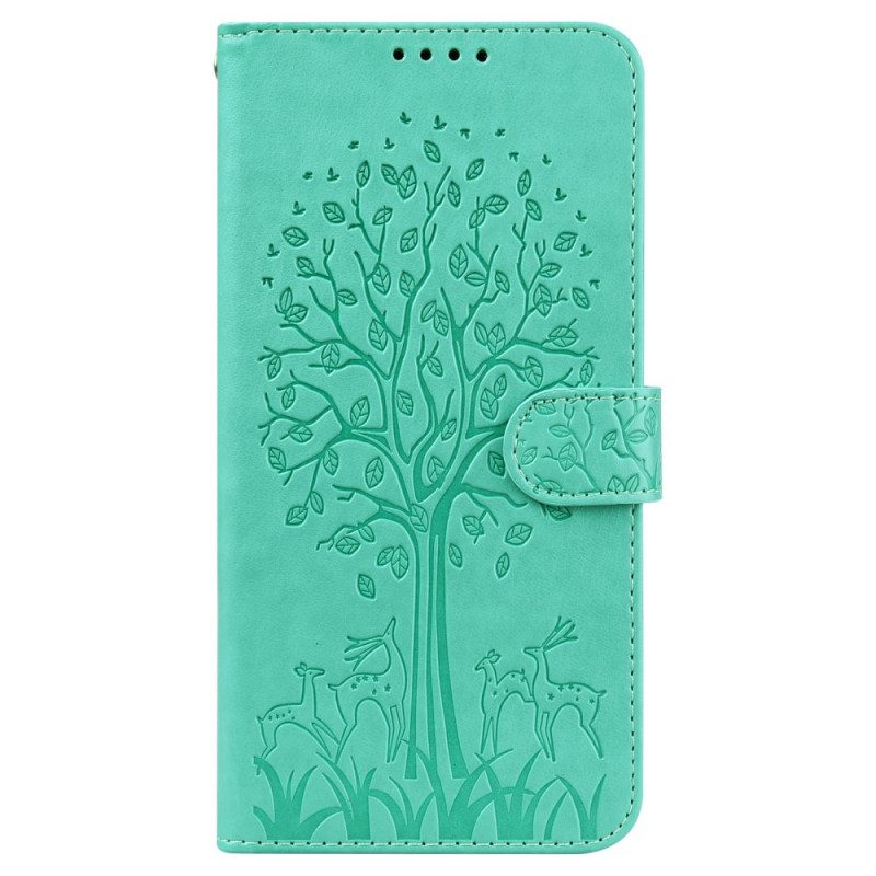 Leren Hoesje voor Samsung Galaxy S22 Ultra 5G Boom En Herten