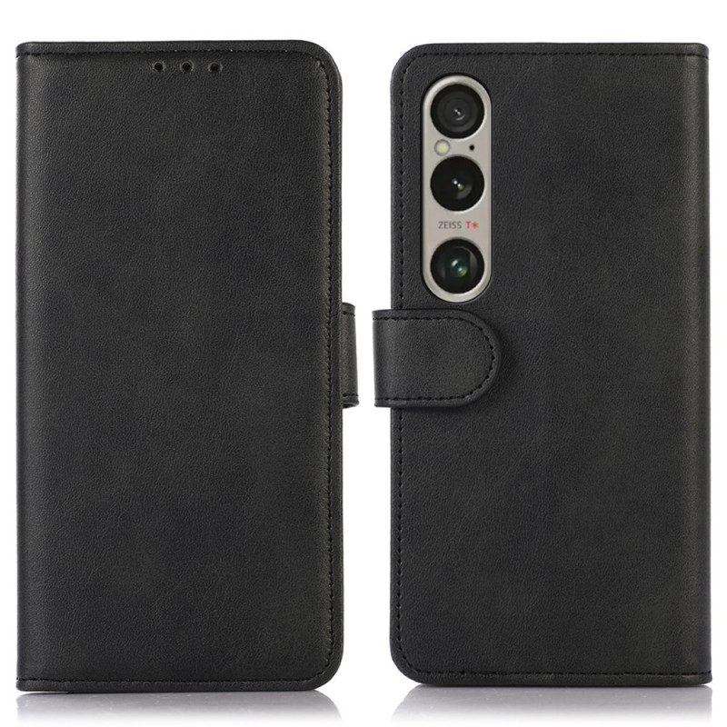 Folio-hoesje Sony Xperia 1 Vi Telefoonhoesje Ledereffect