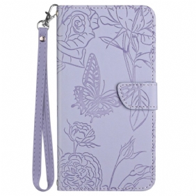 Leren Hoesje Voor Sony Xperia 1 Vi Vlinderprint Met Bandje