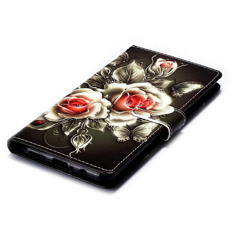 Folio-hoesje voor Samsung Galaxy A20s Gouden Rozen