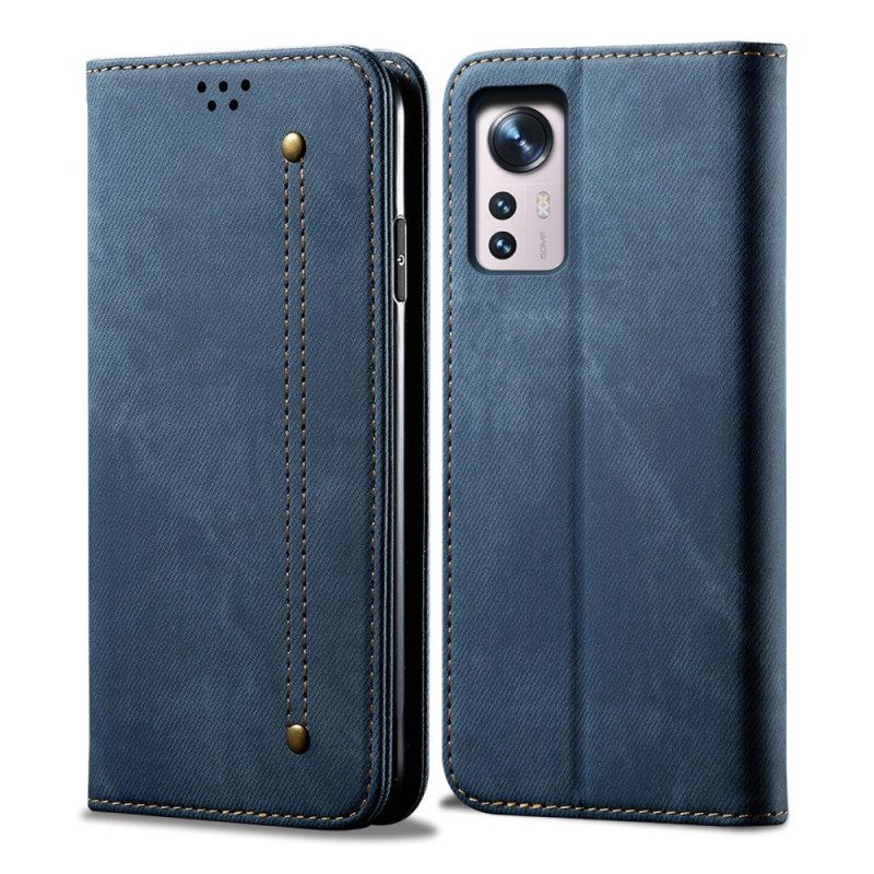 Bescherming Hoesje voor Xiaomi 12 Pro Folio-hoesje Spijkerstof