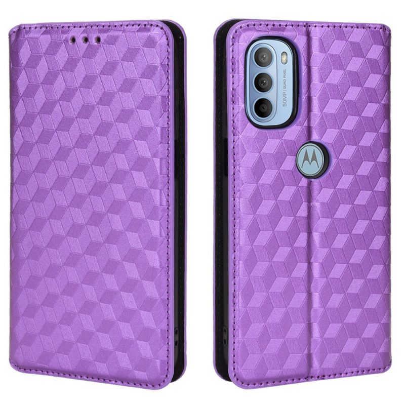 Bescherming Hoesje voor Moto G41 / G31 Folio-hoesje Diamant Leereffect