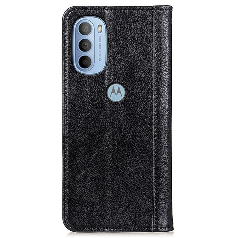 Bescherming Hoesje voor Moto G41 / G31 Folio-hoesje Elegantie Split Litchi Leer