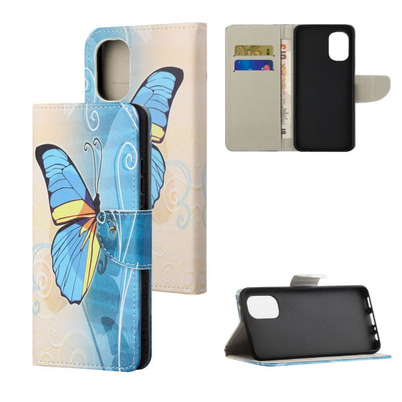 Folio-hoesje voor Moto G41 / G31 Blauwe En Gele Vlinder