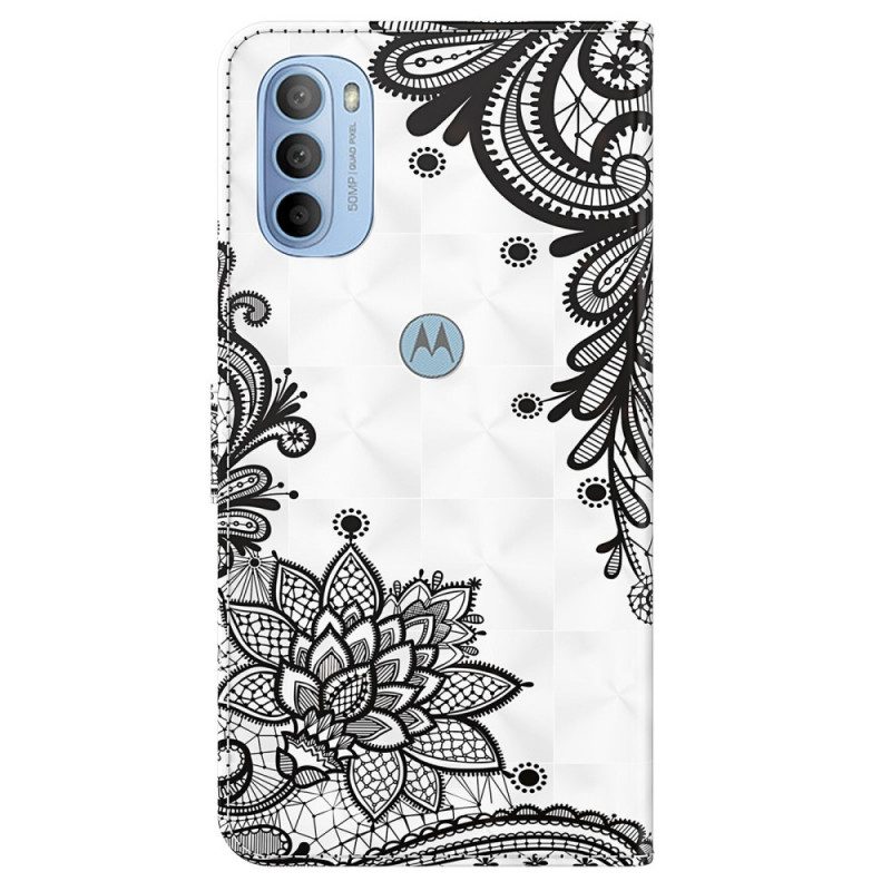 Folio-hoesje voor Moto G41 / G31 Chique Kant