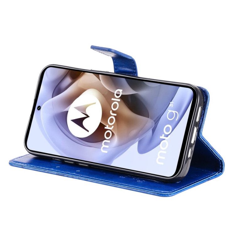 Folio-hoesje voor Moto G41 / G31 Met Ketting Gigantische Riemvlinders