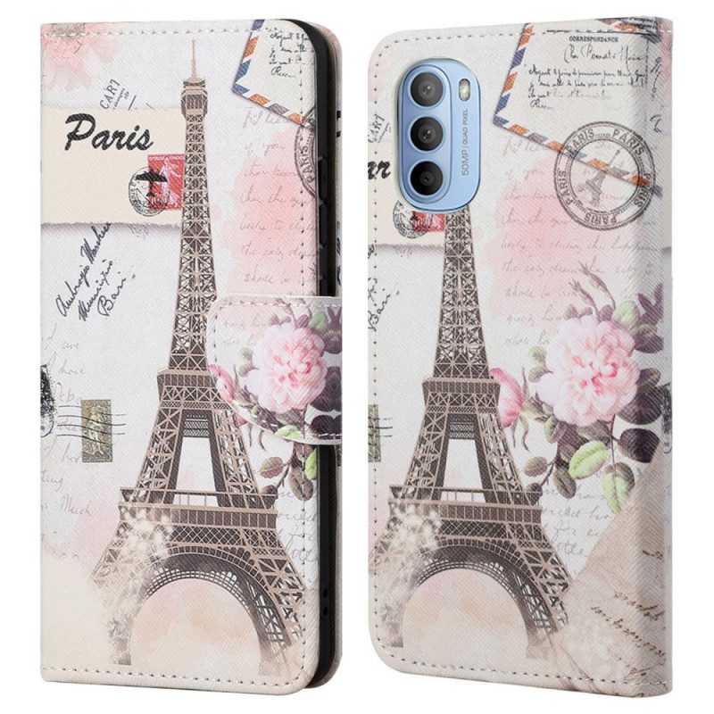 Folio-hoesje voor Moto G41 / G31 Retro Eiffeltoren