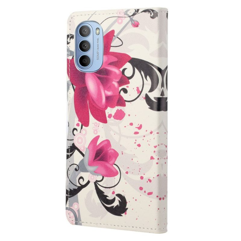 Folio-hoesje voor Moto G41 / G31 Tropische Bloemen