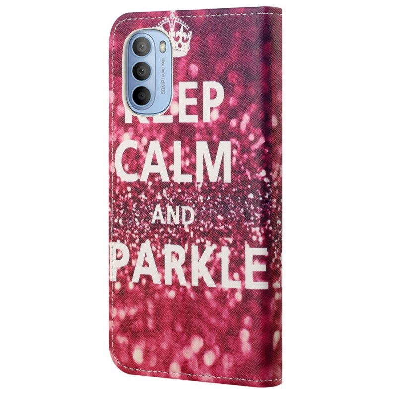 Leren Hoesje voor Moto G41 / G31 Blijf Kalm En Schitter