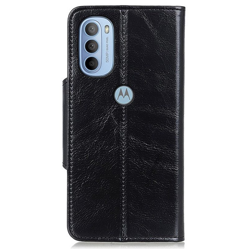 Leren Hoesje voor Moto G41 / G31 Imitatieleren Lakknoop Khazneh