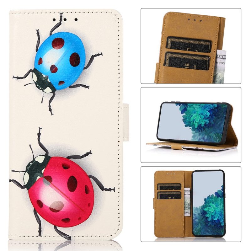 Leren Hoesje voor Moto G41 / G31 Lieveheersbeestjes