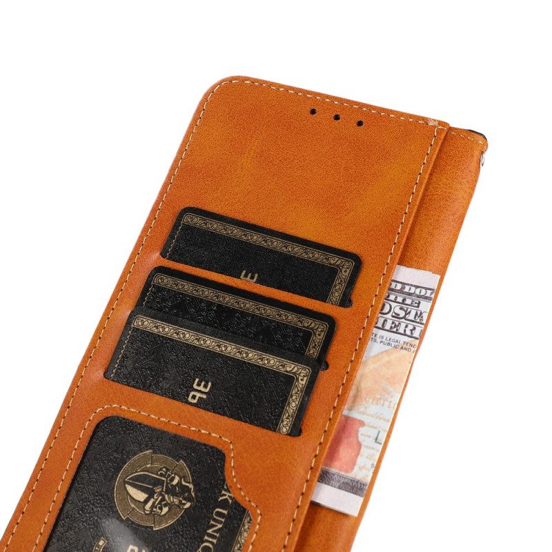 Leren Hoesje voor Moto G41 / G31 Tweekleurige Gouden Gesp Khazneh