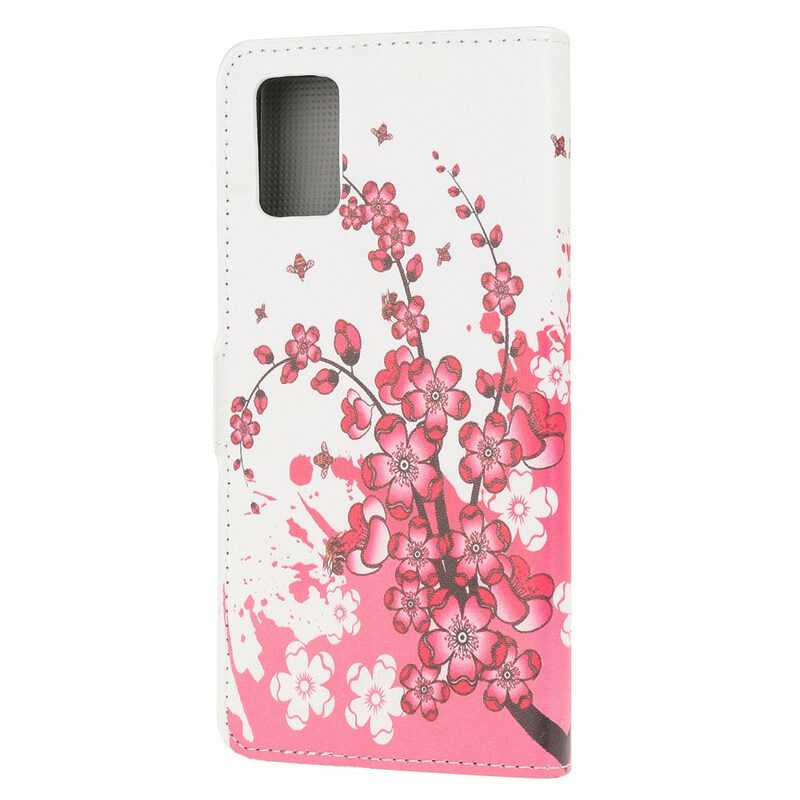 Folio-hoesje voor Samsung Galaxy A51 Tropische Bloemen