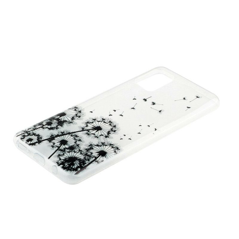 Hoesje voor Samsung Galaxy A51 Naadloze Zwarte Paardebloemen