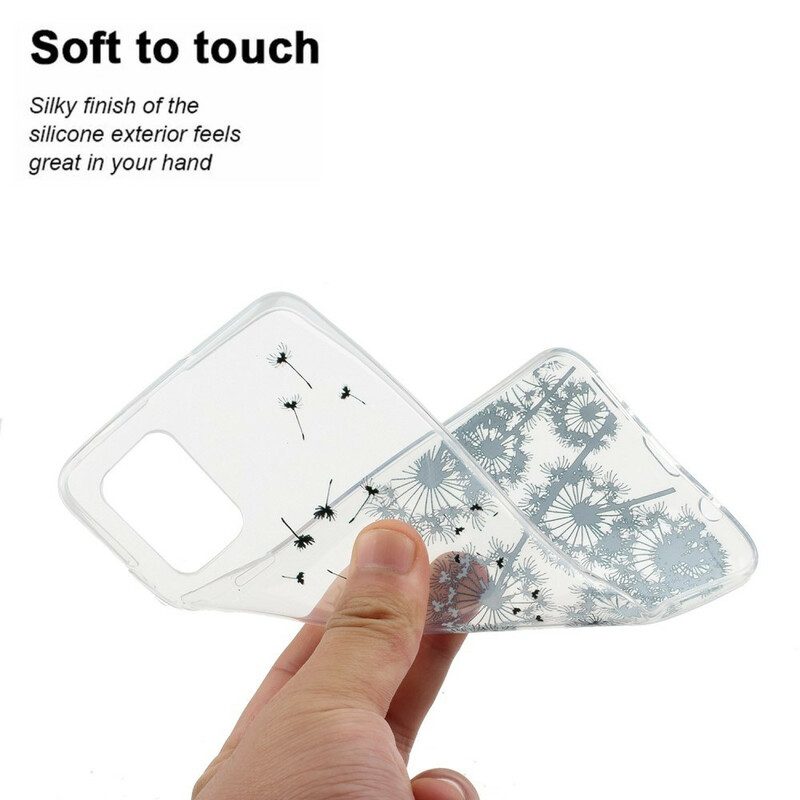 Hoesje voor Samsung Galaxy A51 Naadloze Zwarte Paardebloemen