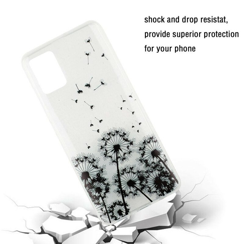 Hoesje voor Samsung Galaxy A51 Naadloze Zwarte Paardebloemen