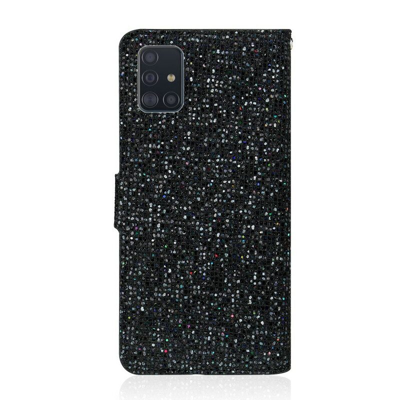 Leren Hoesje voor Samsung Galaxy A51 Pailletten S-ontwerp